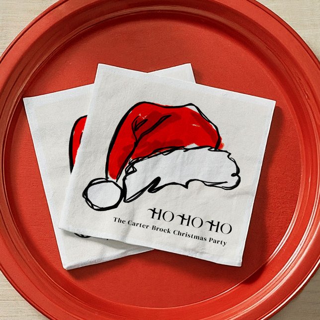 Illustration av Red Santa Hat-julskalet Pappersservett (Red Santa Hat Christmas Sketch Illustration Holiday Party Paper Napkins)