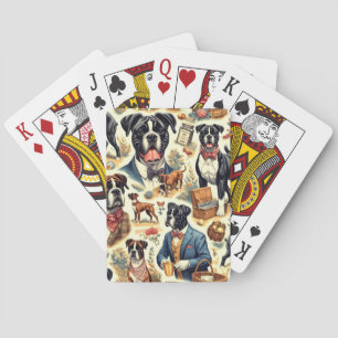 Illustration av Retro Boxer-Hund Casinokort