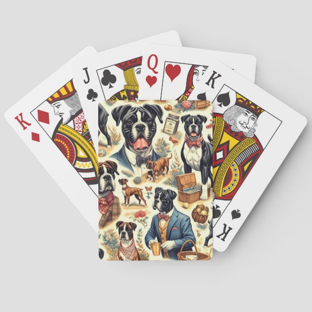Illustration av Retro Boxer-Hund Casinokort (Baksidan)