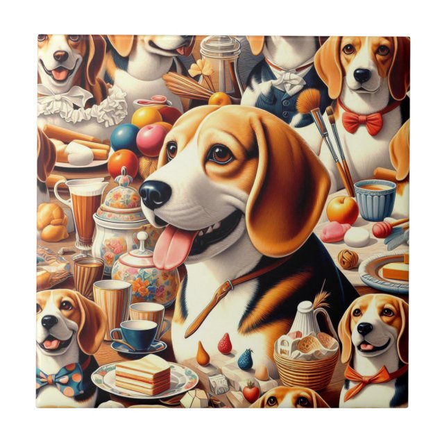 Illustration av Retro Cute Beagle Kakelplatta (Framsidan)