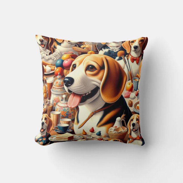 Illustration av Retro Cute Beagle Kudde (Framsida)