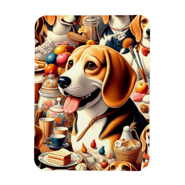 Illustration av Retro Cute Beagle Magnet (Vertikal)