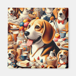 Illustration av Retro Cute Beagle Magnet