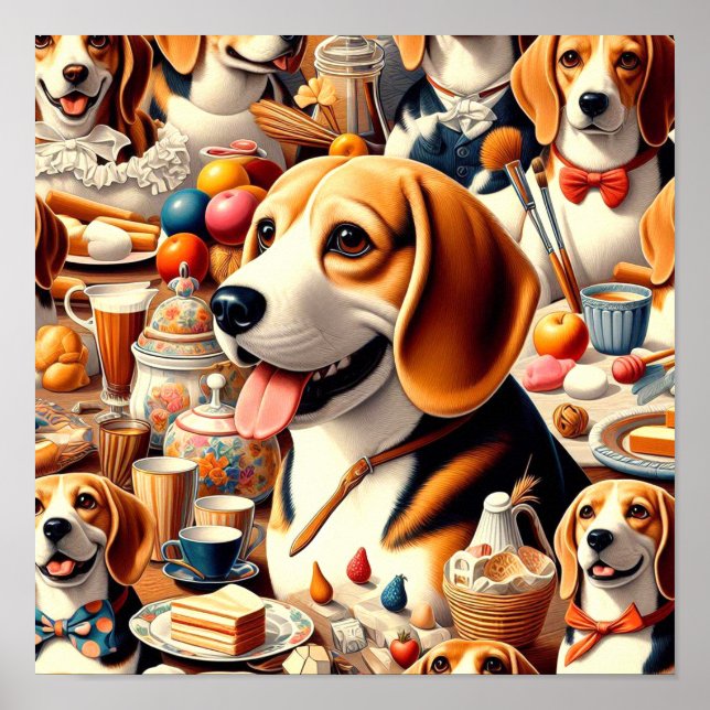 Illustration av Retro Cute Beagle Poster (Framsidan)
