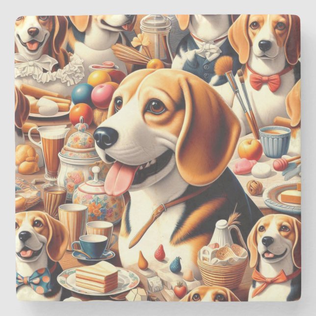 Illustration av Retro Cute Beagle Stenunderlägg (Framsidan)