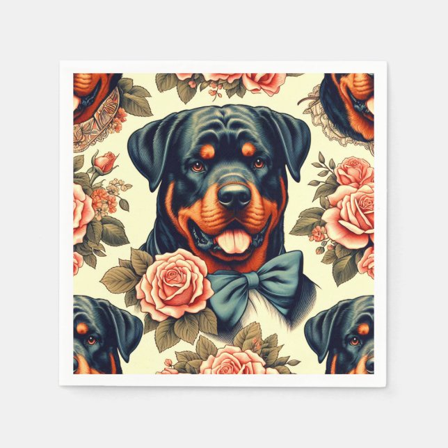 Illustration av Retro Rottweiler Pappersservett (Framsidan)