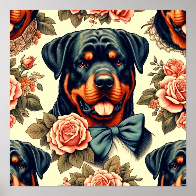 Illustration av Retro Rottweiler Poster (Framsidan)