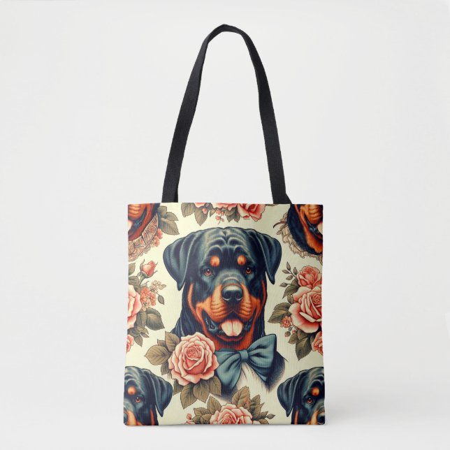 Illustration av Retro Rottweiler Tygkasse (Framsida)