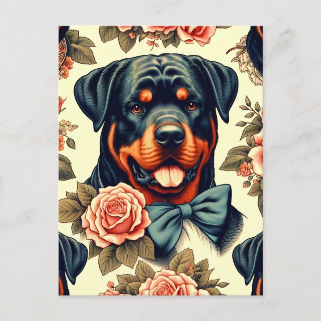 Illustration av Retro Rottweiler Vykort (Framsida)