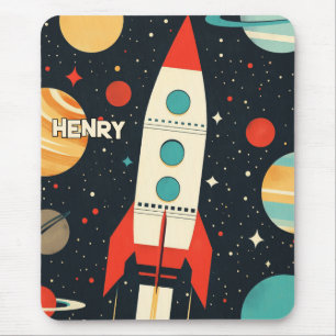 Illustration av Retro Space-raketer Musmatta