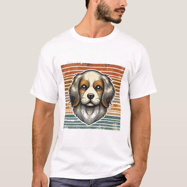 "Illustration av Retro Vintage-Hund | Djurälskare  T Shirt (Framsida)