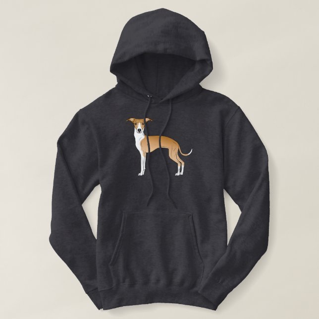 Illustration av röd och vit italiensk greyhound Hu T Shirt (Design framsida)