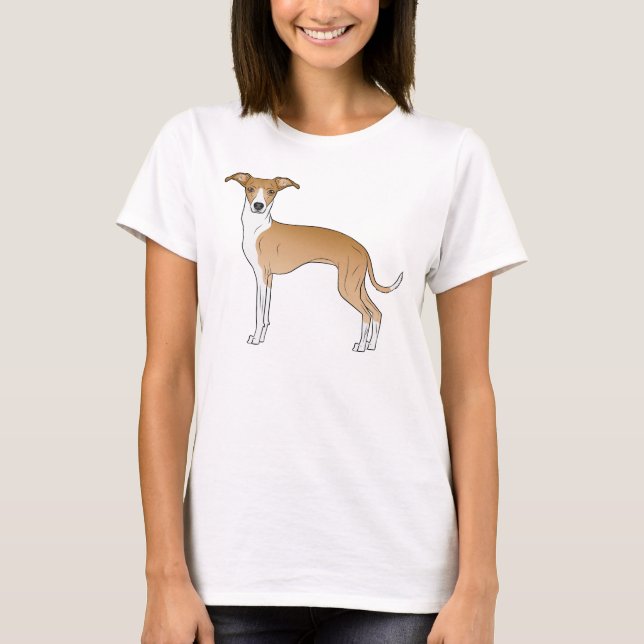 Illustration av röd och vit italiensk greyhound Hu T Shirt (Framsida)