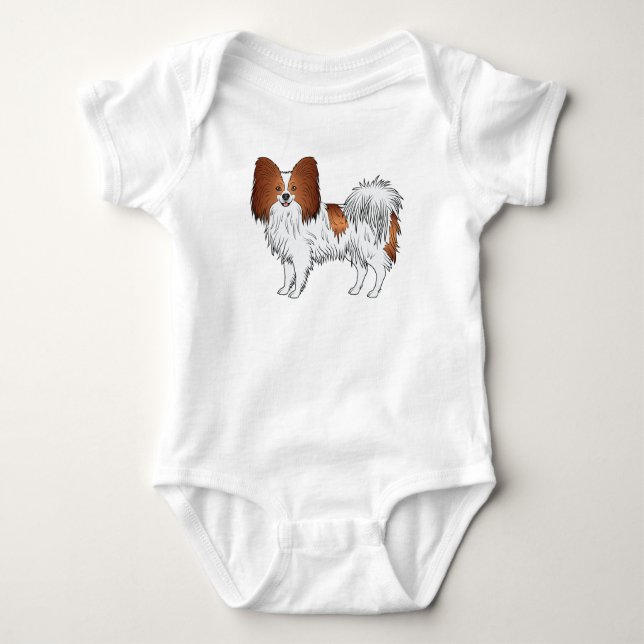 Illustration av röd och vit papillon Tecknad hund T Shirt (Framsida)