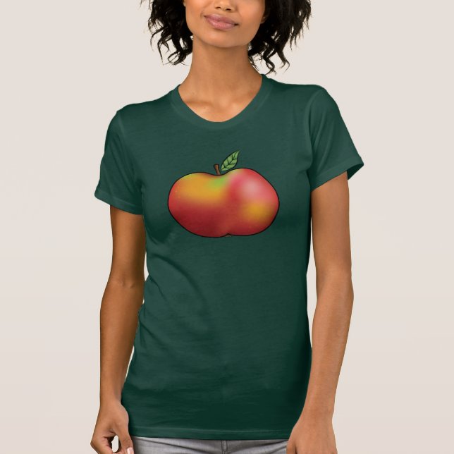 Illustration av röd Tecknad Apple Fruit T Shirt (Framsida)