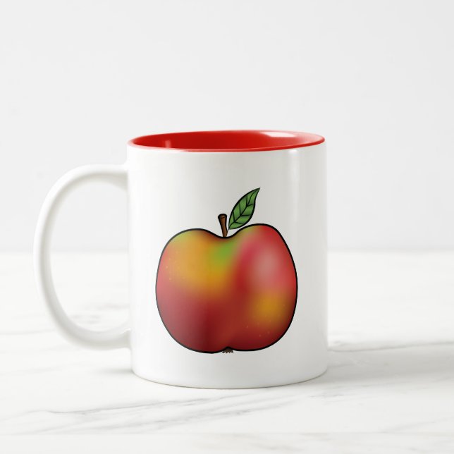 Illustration av röd Tecknad Apple Fruit Två-Tonad Mugg (Vänster)