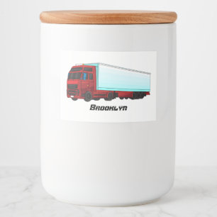 Illustration av röd trailer-lastbil mat etiketter