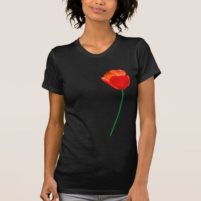 Illustration av röd vallmo Flower T Shirt (Framsida)