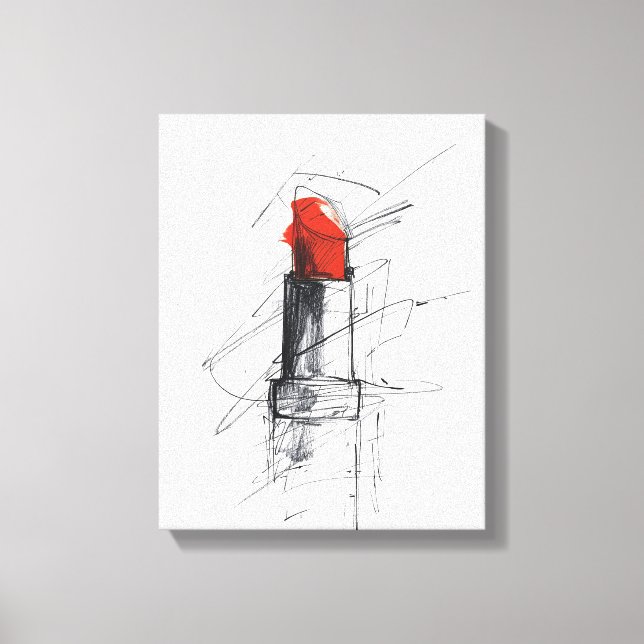 Illustration av röda läppstift - minimalistisk mak canvastryck (Framsida)