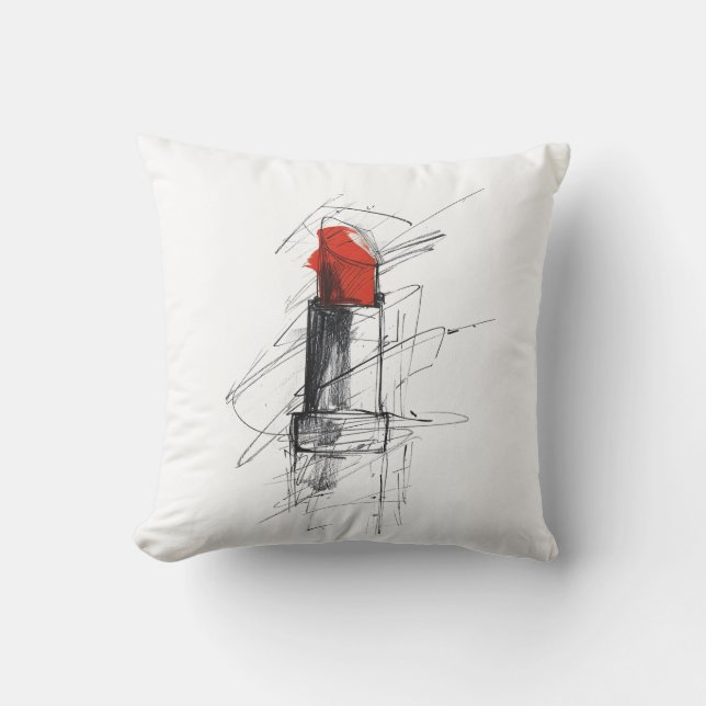 Illustration av röda läppstift - minimalistisk mak kudde (Framsida)