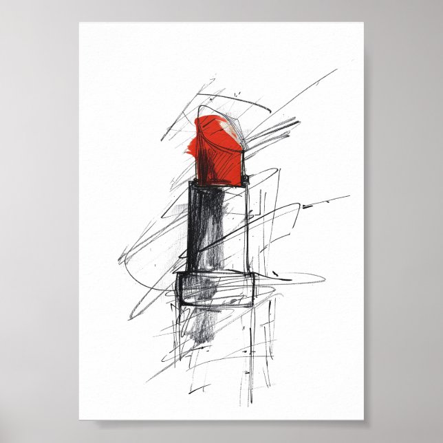 Illustration av röda läppstift - minimalistisk mak poster (Framsidan)