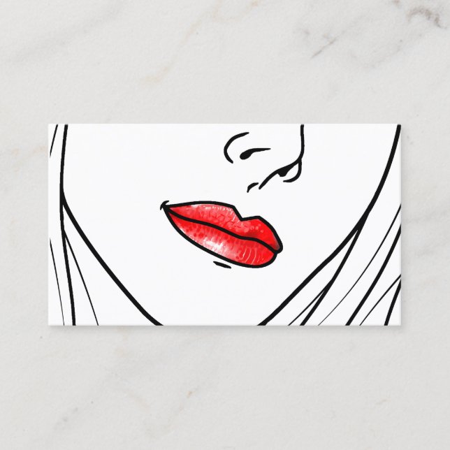 Illustration av röda läppstift visitkort (Framsida)