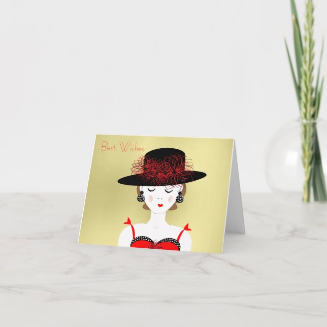 Illustration av Röda och svarta Chicen Mode Dam Kort (Framsida)