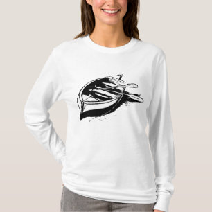 Illustration av roddbåt, nautisk svart-vit t shirt