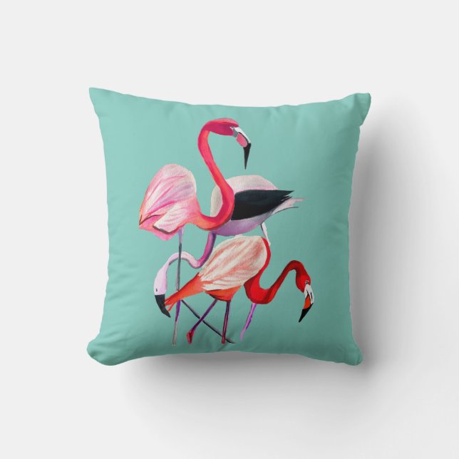 illustration av rosa flamingo-vattenfärg för rolig kudde (Framsida)