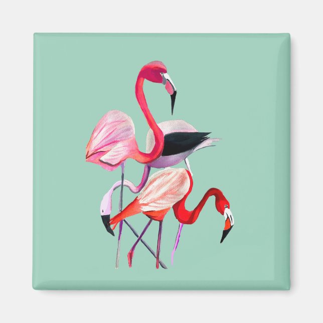 illustration av rosa flamingo-vattenfärg för rolig magnet (Framsidan)