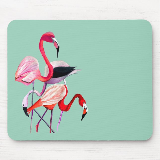illustration av rosa flamingo-vattenfärg för rolig musmatta (Framsidan)
