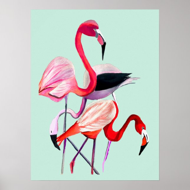 illustration av rosa flamingo-vattenfärg för rolig poster (Framsidan)