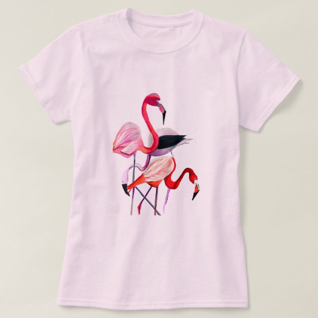 illustration av rosa flamingo-vattenfärg för rolig t shirt (Design framsida)