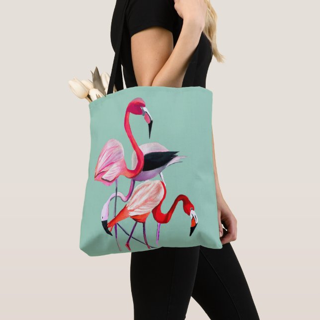 illustration av rosa flamingo-vattenfärg för rolig tygkasse (Närbild)