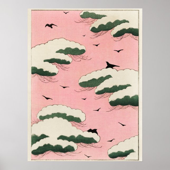 Illustration av rosa himmel från Bijutsu Sekai Poster (Framsidan)