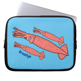 illustration av rosa lycklig-bläckfiskens tecknad laptop fodral