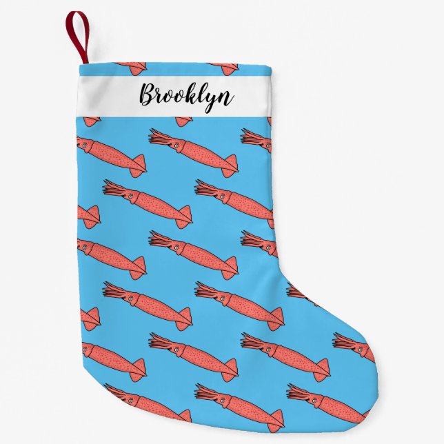 illustration av rosa lycklig-bläckfiskens tecknad liten julstrumpa (Framsidan)