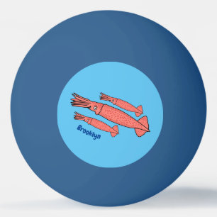 illustration av rosa lycklig-bläckfiskens tecknad pingisboll