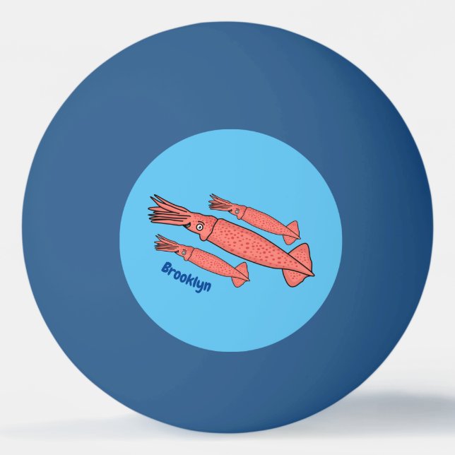 illustration av rosa lycklig-bläckfiskens tecknad pingisboll (Framsidan)