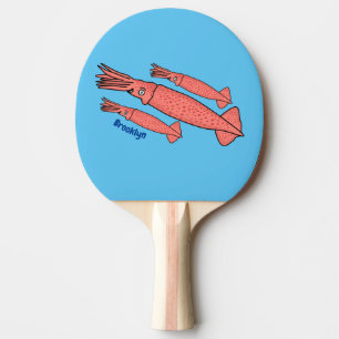 illustration av rosa lycklig-bläckfiskens tecknad pingisracket