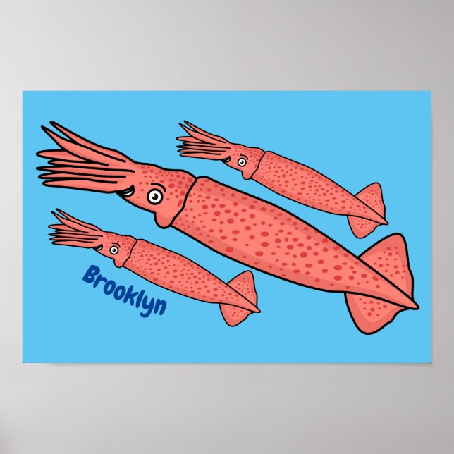 illustration av rosa lycklig-bläckfiskens tecknad poster (Framsidan)