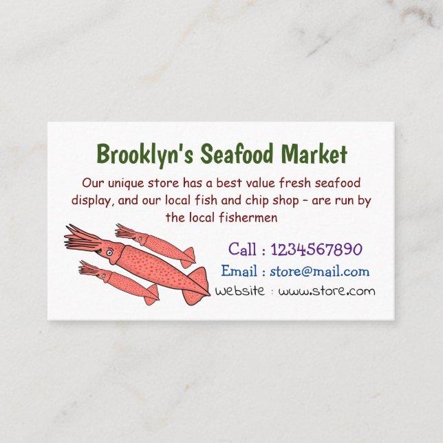 illustration av rosa lycklig-bläckfiskens tecknad visitkort (Framsida)