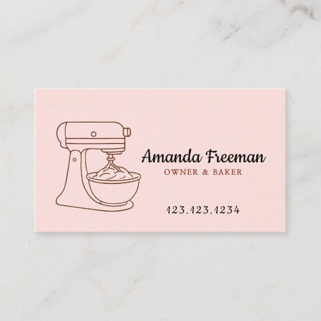 Illustration av Rosa Mixer Bakery Visitkort (Framsida)