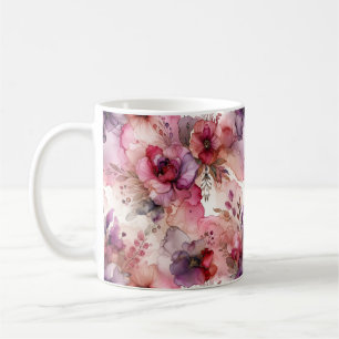 Illustration av rosa och Lila blommor Alcohol Bläc Kaffemugg