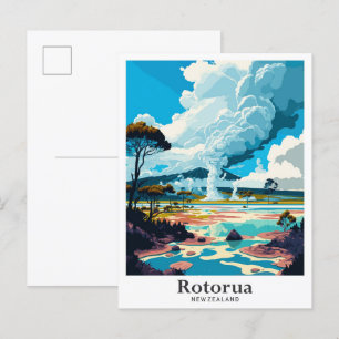 Illustration av Rotorua Nya Zeeland Vintage resor Vykort