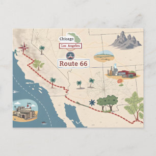 Illustration av Route 66 Vintage Travel Map Vykort