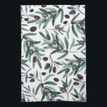 Illustration av Rustic Black Olive Watercolor  Kökshandduk<br><div class="desc">Vackert vattenfärgat rustiskt olivträd</div>