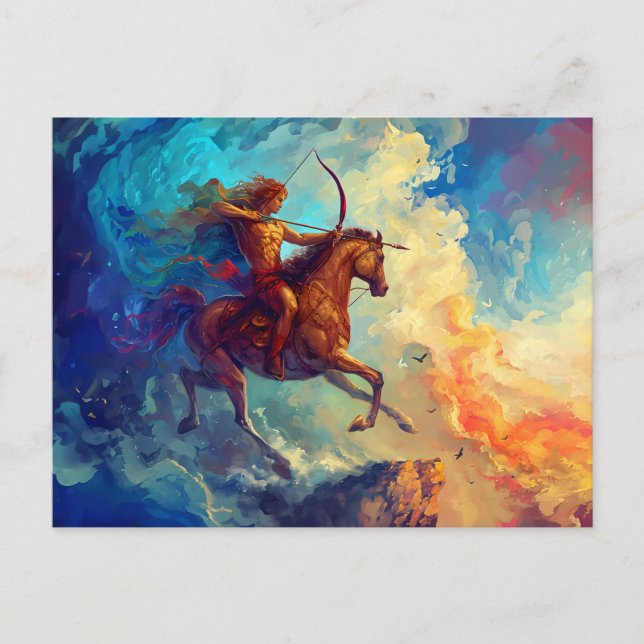 Illustration av Sagittarius Zodiac-tecken Vykort (Framsida)