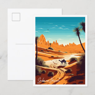 illustration av Sahara Desert vintage resor Vykort