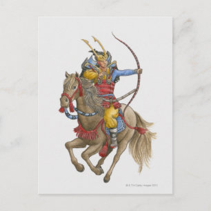 Illustration av Samurai på ryggstöd med armbåge Vykort
